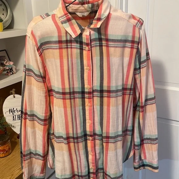 🍑🍑🍑BOGOHO 🍑🍑🍑Plaid  Button Down LS Shirt - Picture 2 of 9